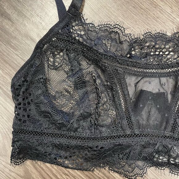 Thistle and Spire Amore Black Lace Bralette Women's XS Lace Wired Lingerie Bra - Picture 4 of 10